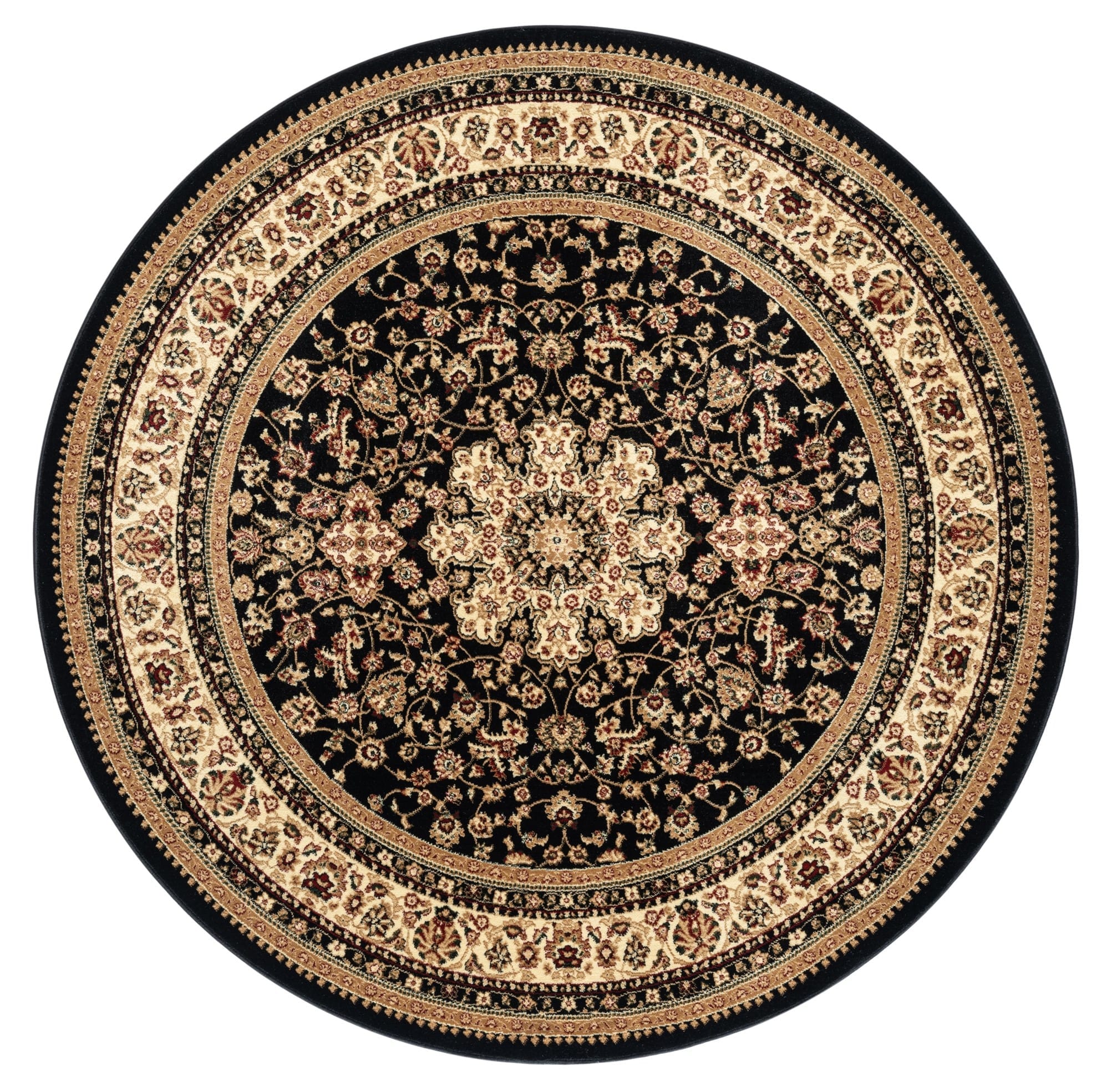 Antalia 8803 Round Black Area Rug – Elegant and Durable for Professional Spaces