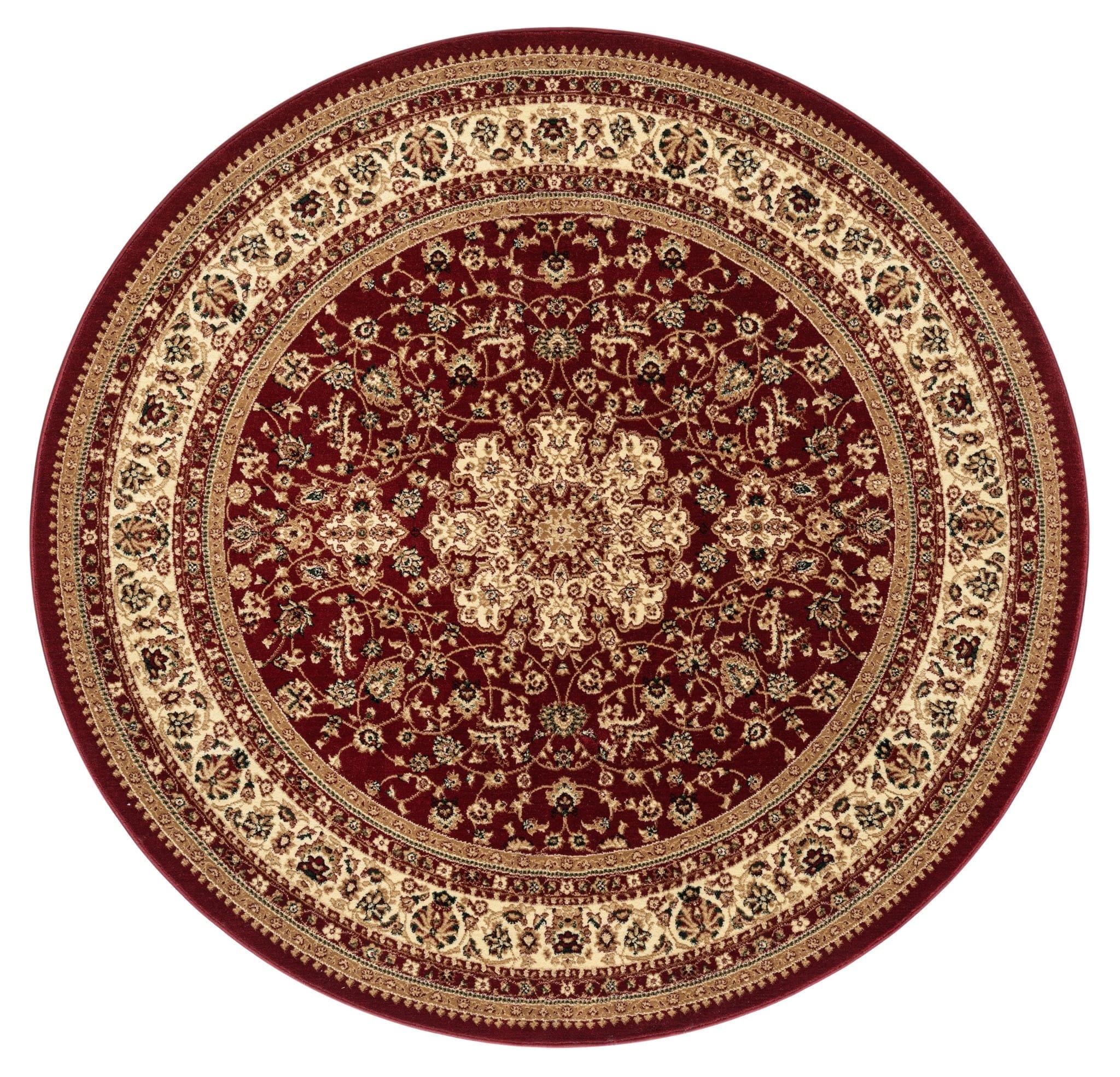 Antalia 8803 Round Red Area Rug – Bold Design for Retail and Business Spaces